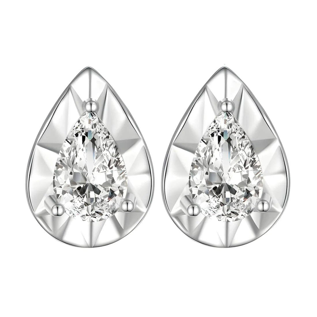 Pendientes de Botón de Gota <myexti><span>Plata de Ley 925, chapada en oro blanco, con circonitas</span></myexti>