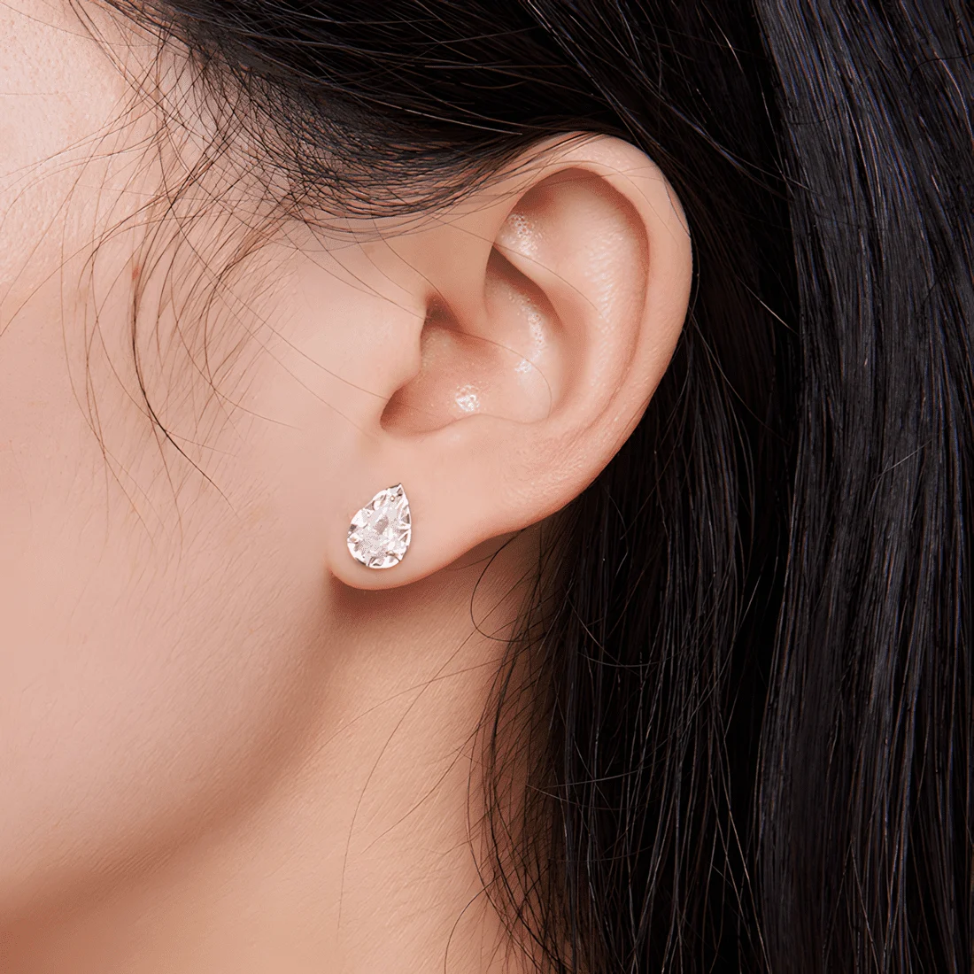 Pendientes de Botón de Gota <myexti><span>Plata de Ley 925, chapada en oro blanco, con circonitas</span></myexti> - Imagen 2