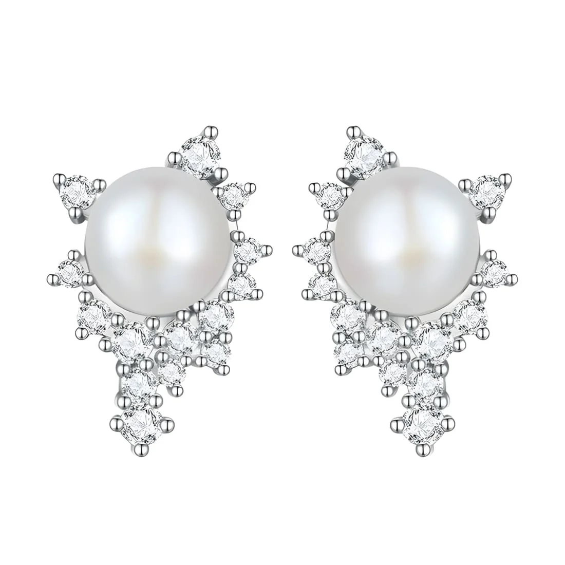 Pendientes de Botón con Perlas <myexti><span>Plata de Ley 925, chapada en oro blanco, con perlas naturales y circonitas</span></myexti>
