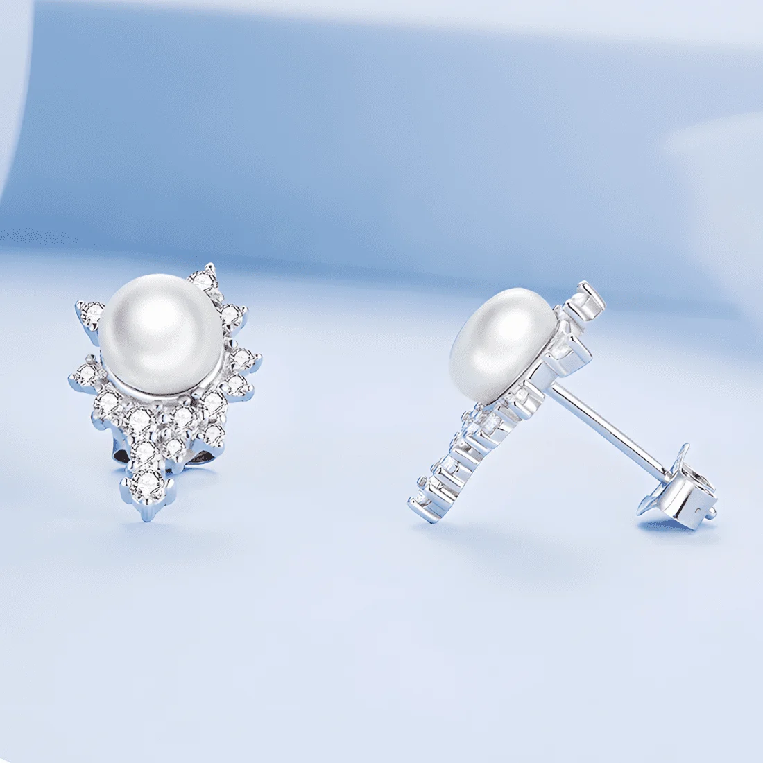 Pendientes de Botón con Perlas <myexti><span>Plata de Ley 925, chapada en oro blanco, con perlas naturales y circonitas</span></myexti> - Imagen 3