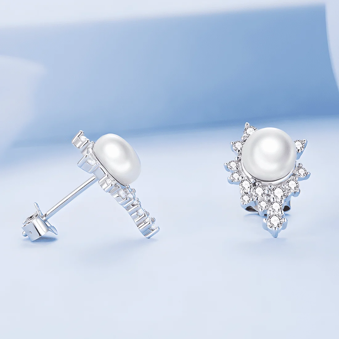 Pendientes de Botón con Perlas <myexti><span>Plata de Ley 925, chapada en oro blanco, con perlas naturales y circonitas</span></myexti> - Imagen 4