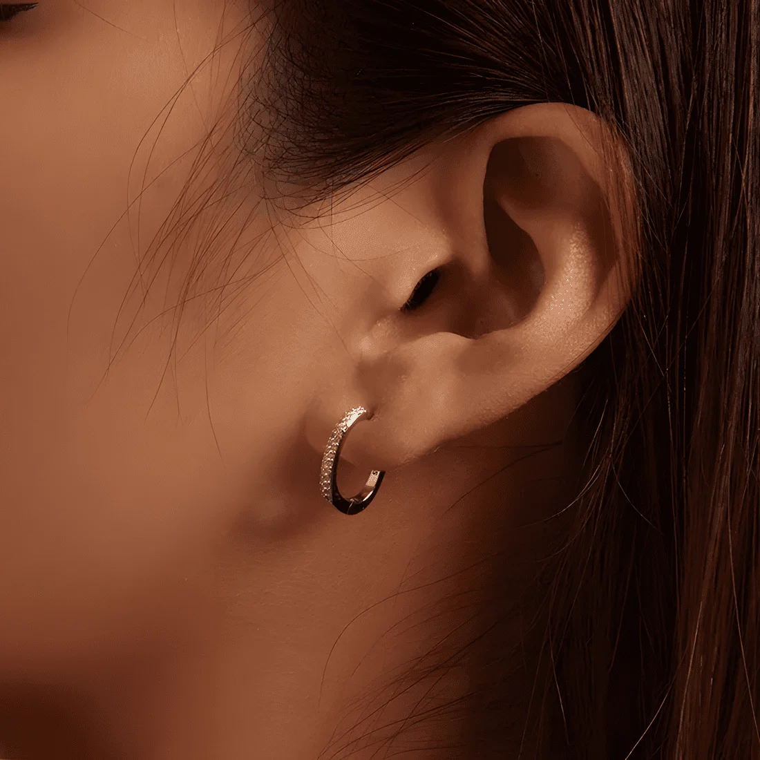 Pendientes de Aro Brillantes <myexti><span>Plata de Ley 925, chapada en oro blanco, con circonitas</span></myexti> - Imagen 2