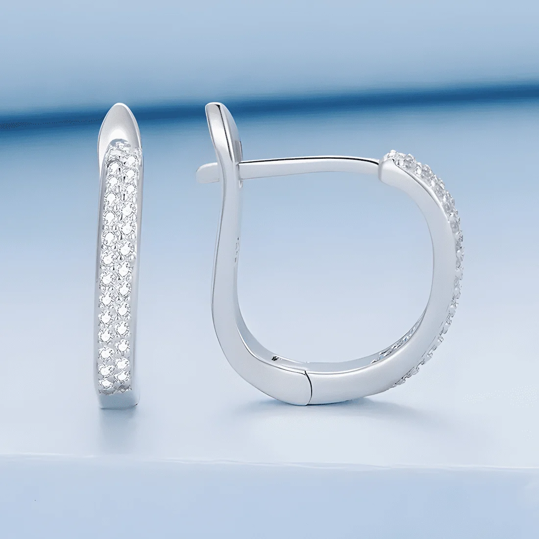 Pendientes de Aro Brillantes <myexti><span>Plata de Ley 925, chapada en oro blanco, con circonitas</span></myexti> - Imagen 3