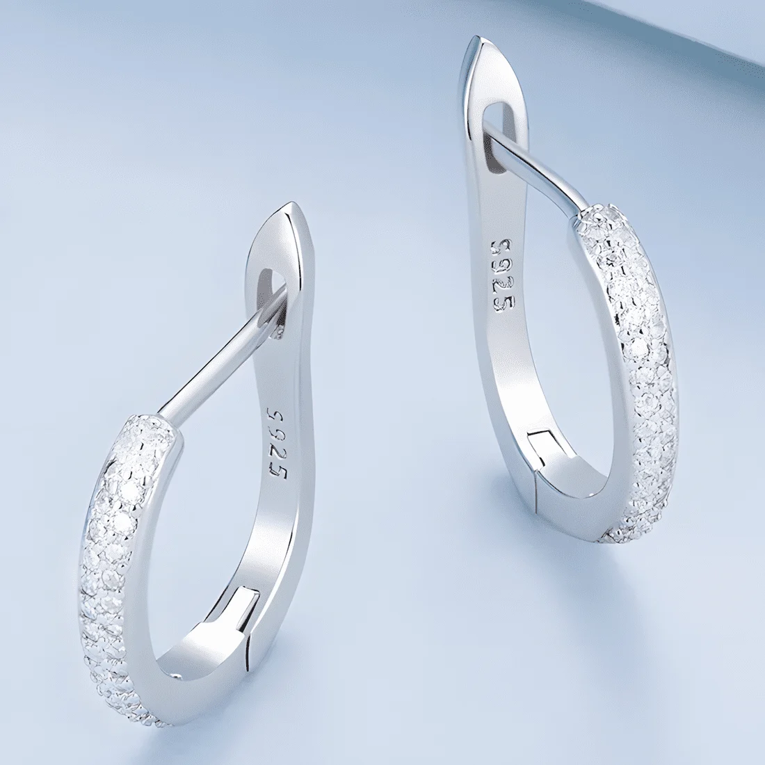 Pendientes de Aro Brillantes <myexti><span>Plata de Ley 925, chapada en oro blanco, con circonitas</span></myexti> - Imagen 4