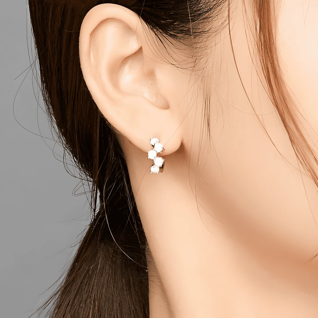 Pendientes de Aro Burbujas <myexti><span>Plata de Ley 925, chapada en oro blanco, con ópalos</span></myexti> - Imagen 2