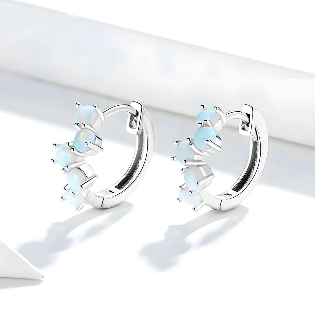 Pendientes de Aro Burbujas <myexti><span>Plata de Ley 925, chapada en oro blanco, con ópalos</span></myexti> - Imagen 4