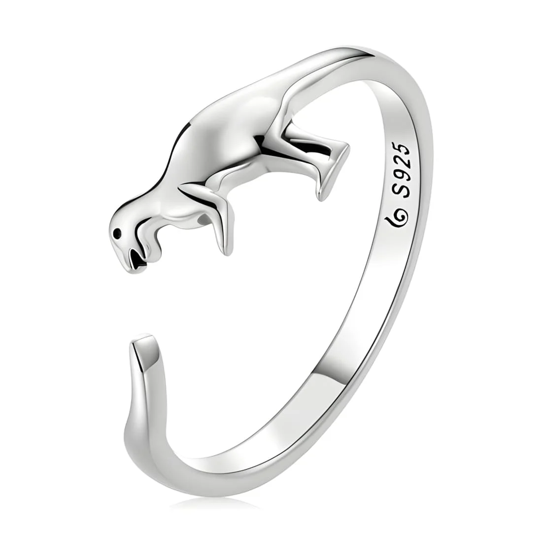 Anillo Dinosaurio <myexti><span>Plata de Ley 925, chapada en oro blanco - ajustable</span></myexti>