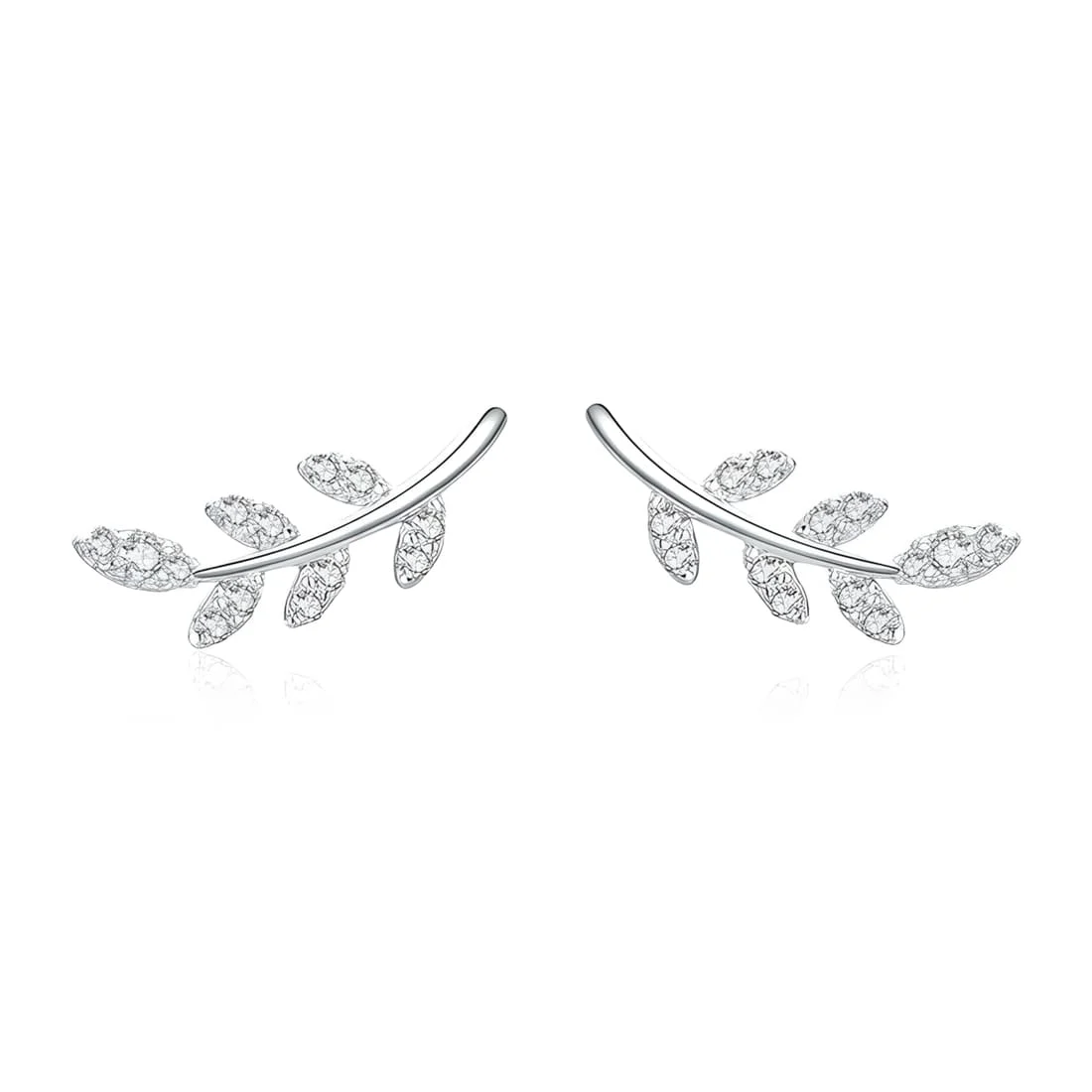 Pendientes de Botón Hojas Brillantes <myexti><span>Plata de Ley 925, chapada en oro blanco, con circonitas</span></myexti>
