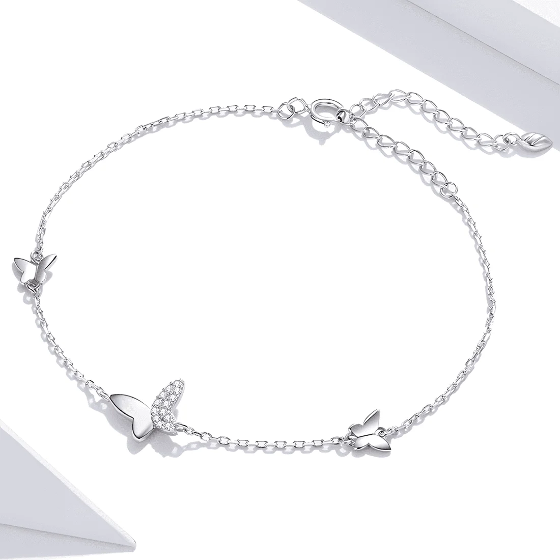 Pulsera Mariposas <myexti><span>Plata de Ley 925, chapada en oro blanco, con circonitas y longitud ajustable</span></myexti> - Imagen 4