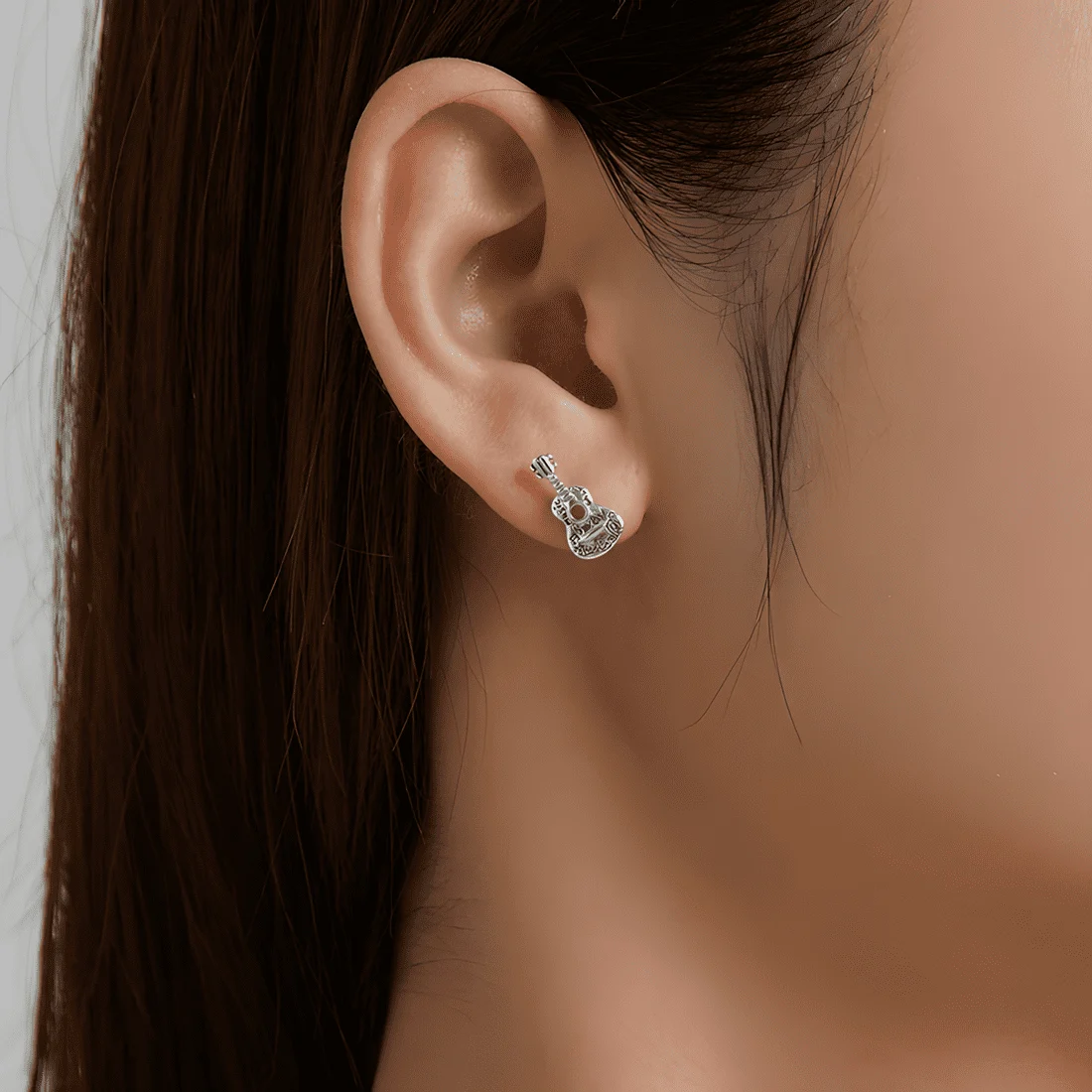 Pendientes de Botón Guitarras <myexti><span>Plata de Ley 925, chapada en oro blanco</span></myexti> - Imagen 2