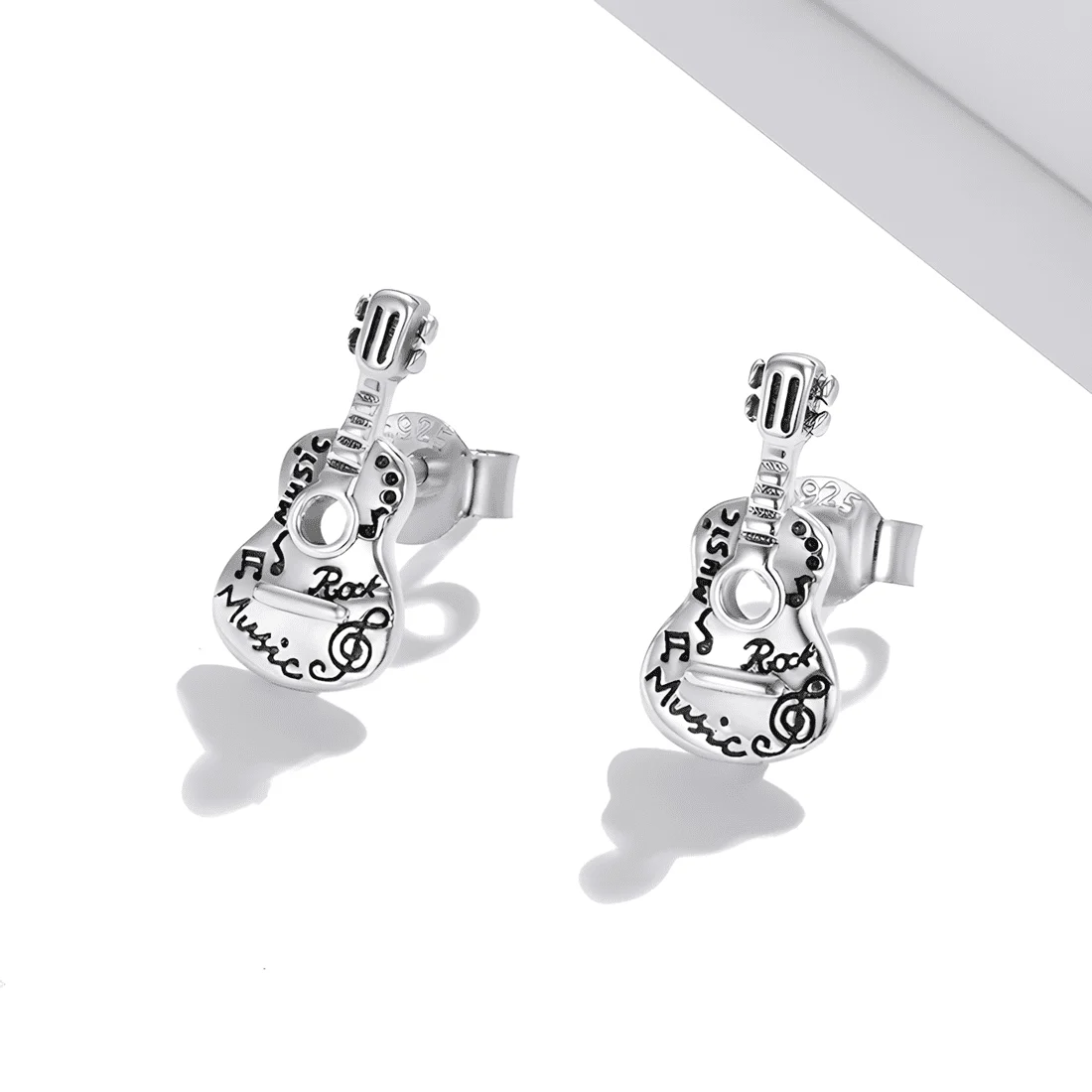Pendientes de Botón Guitarras <myexti><span>Plata de Ley 925, chapada en oro blanco</span></myexti> - Imagen 3