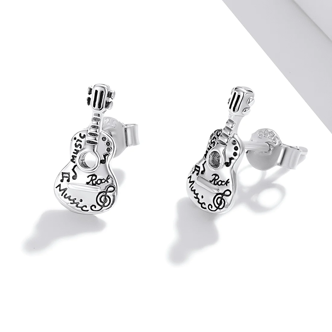 Pendientes de Botón Guitarras <myexti><span>Plata de Ley 925, chapada en oro blanco</span></myexti> - Imagen 4