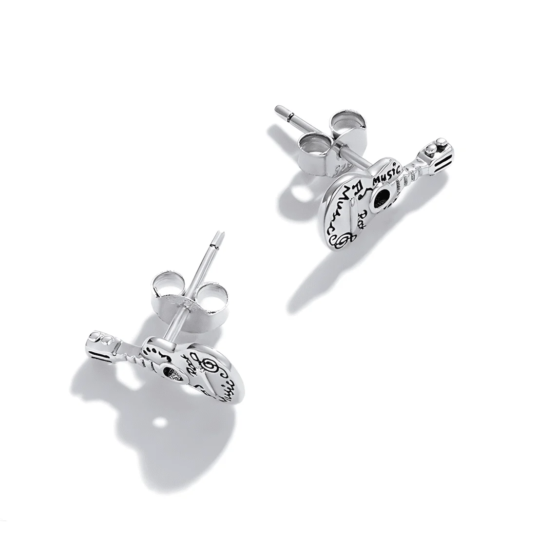 Pendientes de Botón Guitarras <myexti><span>Plata de Ley 925, chapada en oro blanco</span></myexti> - Imagen 5