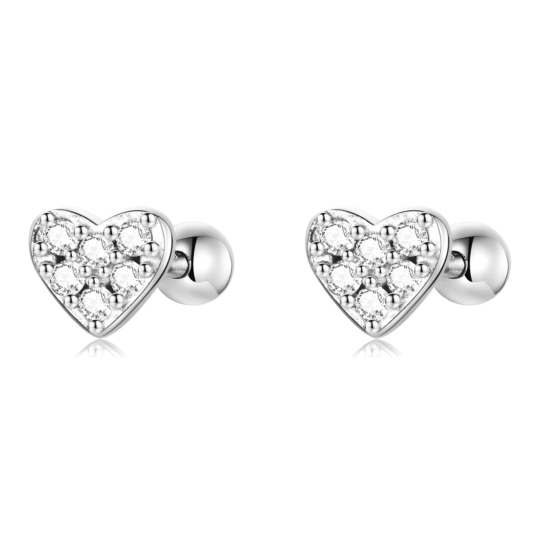 Pendientes de Botón Corazones Brillantes <myexti><span>Plata de Ley 925, chapada en oro blanco, con circonitas</span></myexti>