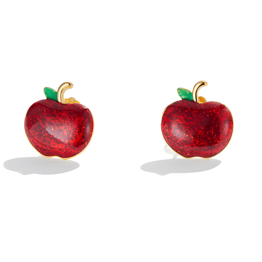 Pendientes de Botón Manzanas Rojas <myexti><span>Plata de Ley 925, chapada en oro amarillo y esmaltados en rojo</span></myexti> - Imagen 3
