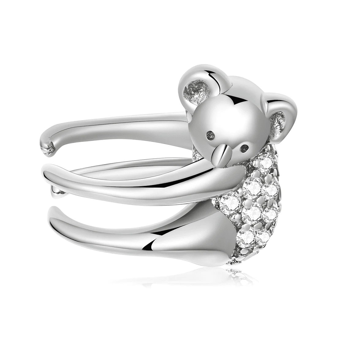 Puño para orejas Koala <myexti><span>Plata de Ley 925, chapada en oro blanco, con circonitas</span></myexti>