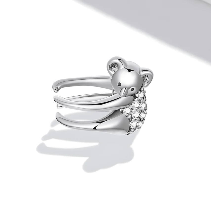Puño para orejas Koala <myexti><span>Plata de Ley 925, chapada en oro blanco, con circonitas</span></myexti> - Imagen 3