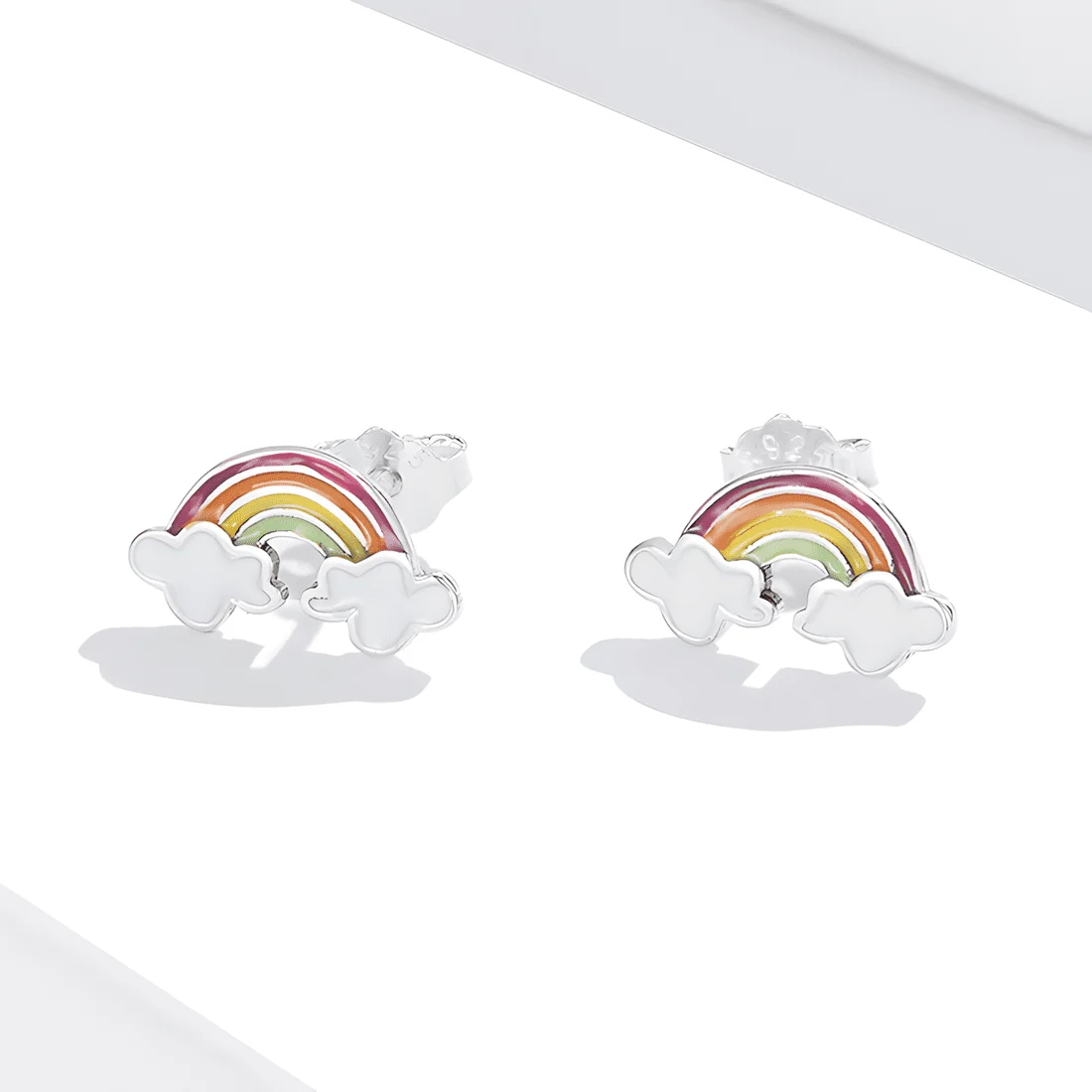 Pendientes de Botón Nube Arcoíris <myexti><span>Plata de Ley 925, chapada en oro blanco, con esmalte colorido</span></myexti> - Imagen 3