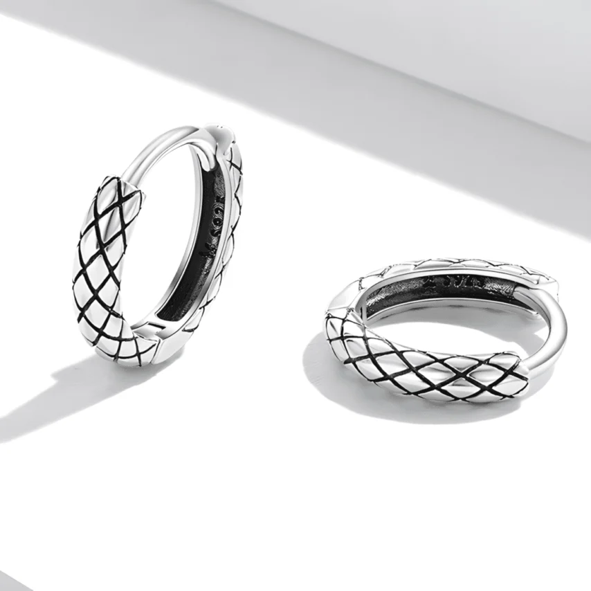 Pendientes de Aro con Piel de Serpiente <myexti><span>Plata de Ley 925, chapada en oro blanco</span></myexti> - Imagen 4
