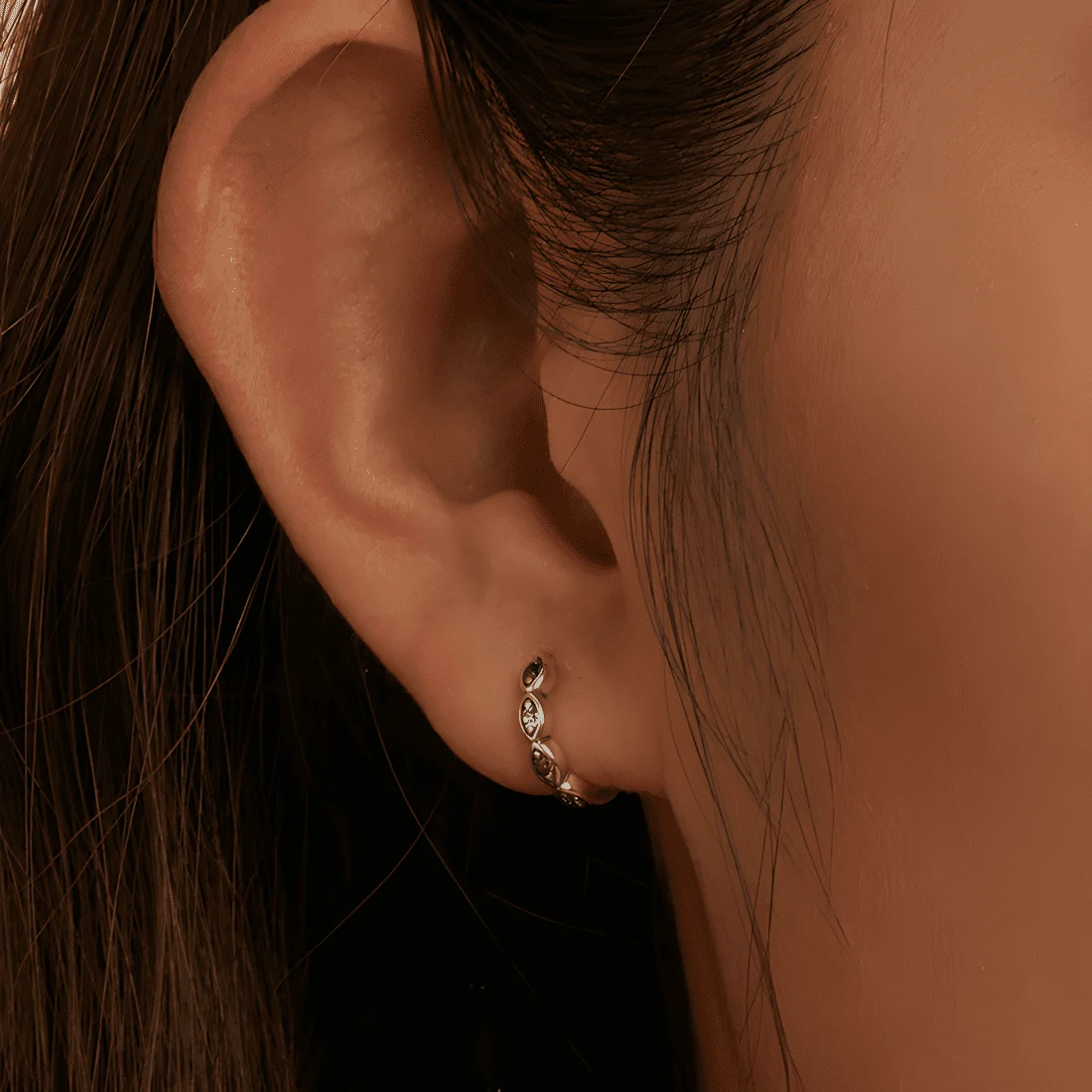 Pendientes de Aro Arcoíris <myexti><span>Plata de Ley 925, chapada en oro blanco, con circonitas multicolor</span></myexti> - Imagen 2