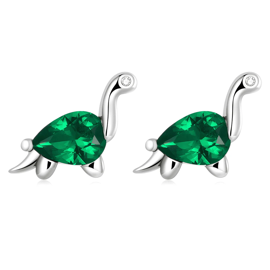 Pendientes de Botón Tortuga <myexti><span>Plata de Ley 925, chapada en oro blanco, con circonitas verdes</span></myexti>