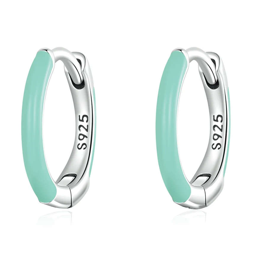 Pendientes de Aro Verde Agua <myexti><span>Plata de Ley 925, chapada en oro blanco, con esmalte verde agua</span></myexti>