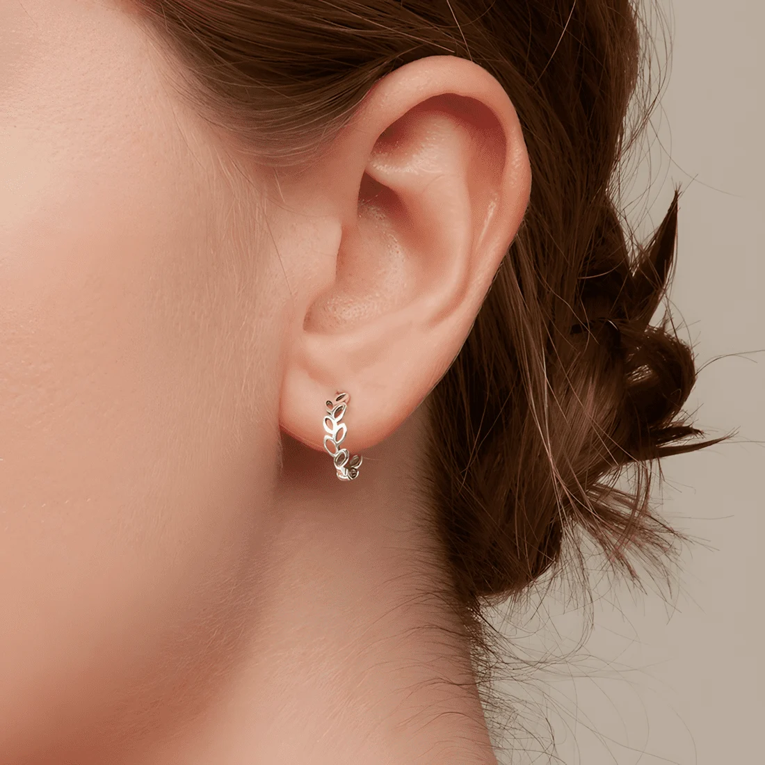 Pendientes de Aro con Hojas <myexti><span>Plata de Ley 925, chapada en oro blanco</span></myexti> - Imagen 2