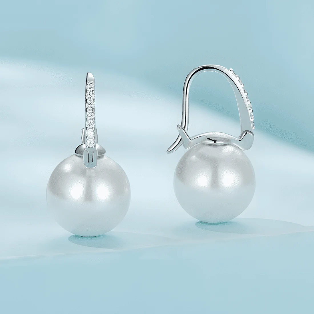 Pendientes Colgantes con Perlas <myexti><span>Plata de Ley 925, chapada en oro blanco, con perlas naturales y circonitas</span></myexti> - Imagen 3