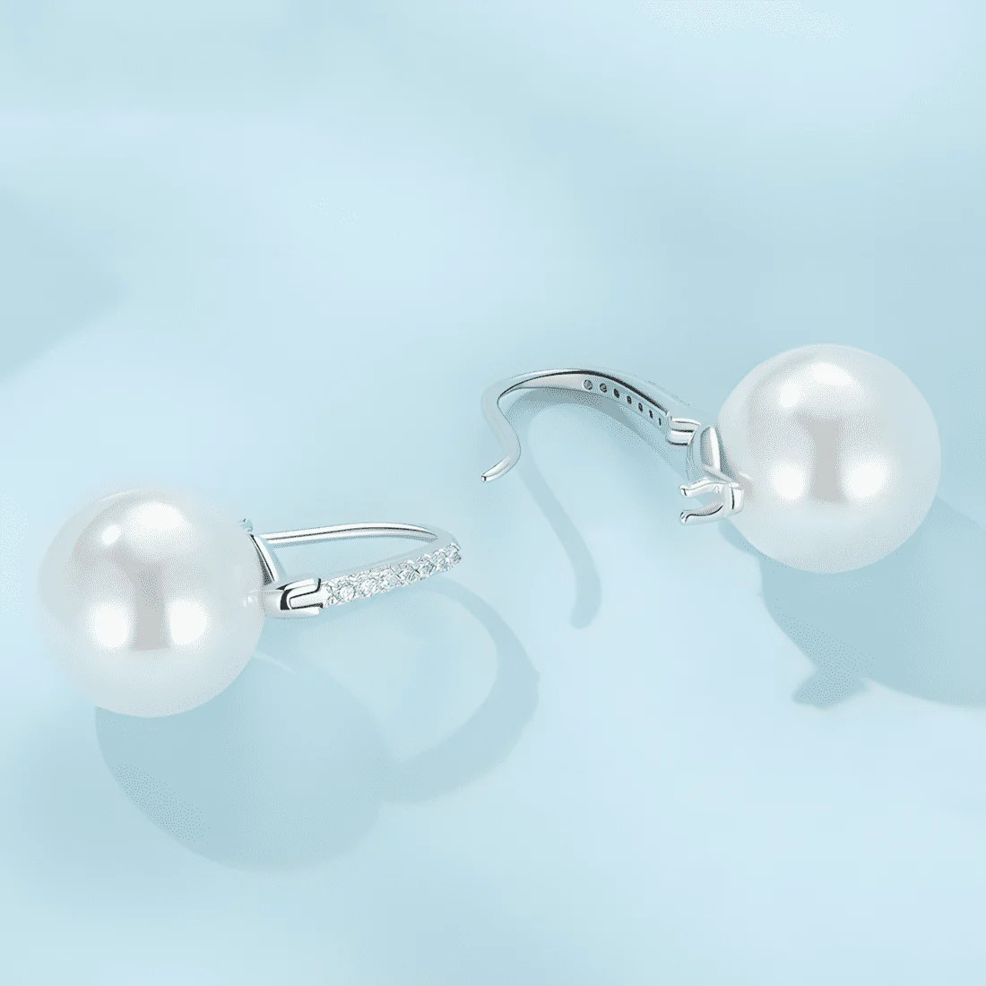 Pendientes Colgantes con Perlas <myexti><span>Plata de Ley 925, chapada en oro blanco, con perlas naturales y circonitas</span></myexti> - Imagen 4