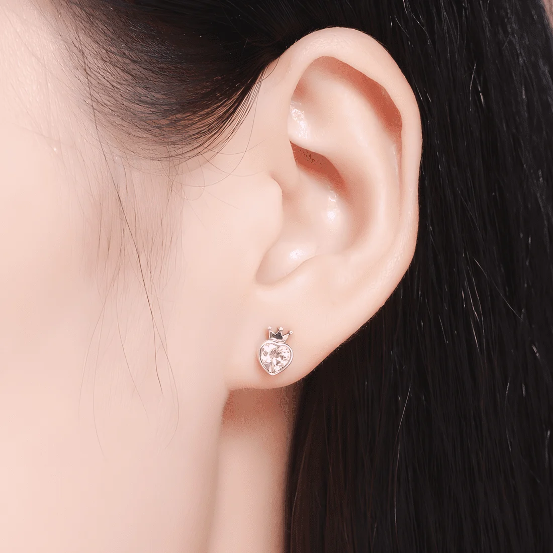 Pendientes de Corazón de Princesa <myexti><span>Plata de Ley 925, chapada en oro blanco, con circonitas rosas en forma de corazón</span></myexti> - Imagen 2