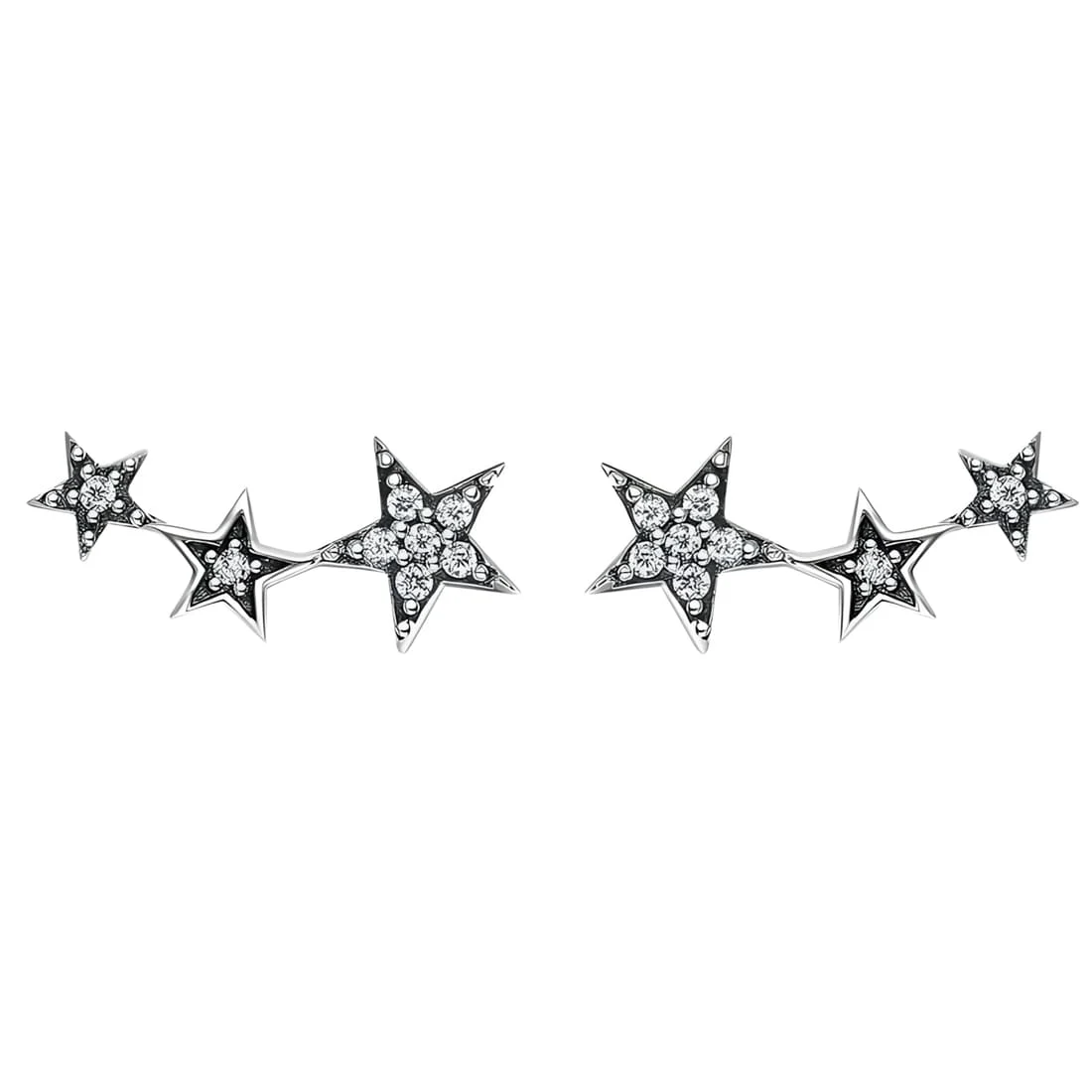 Pendientes de Botón Estrellas <myexti><span>Plata de Ley 925, chapada en oro blanco, con circonitas</span></myexti>