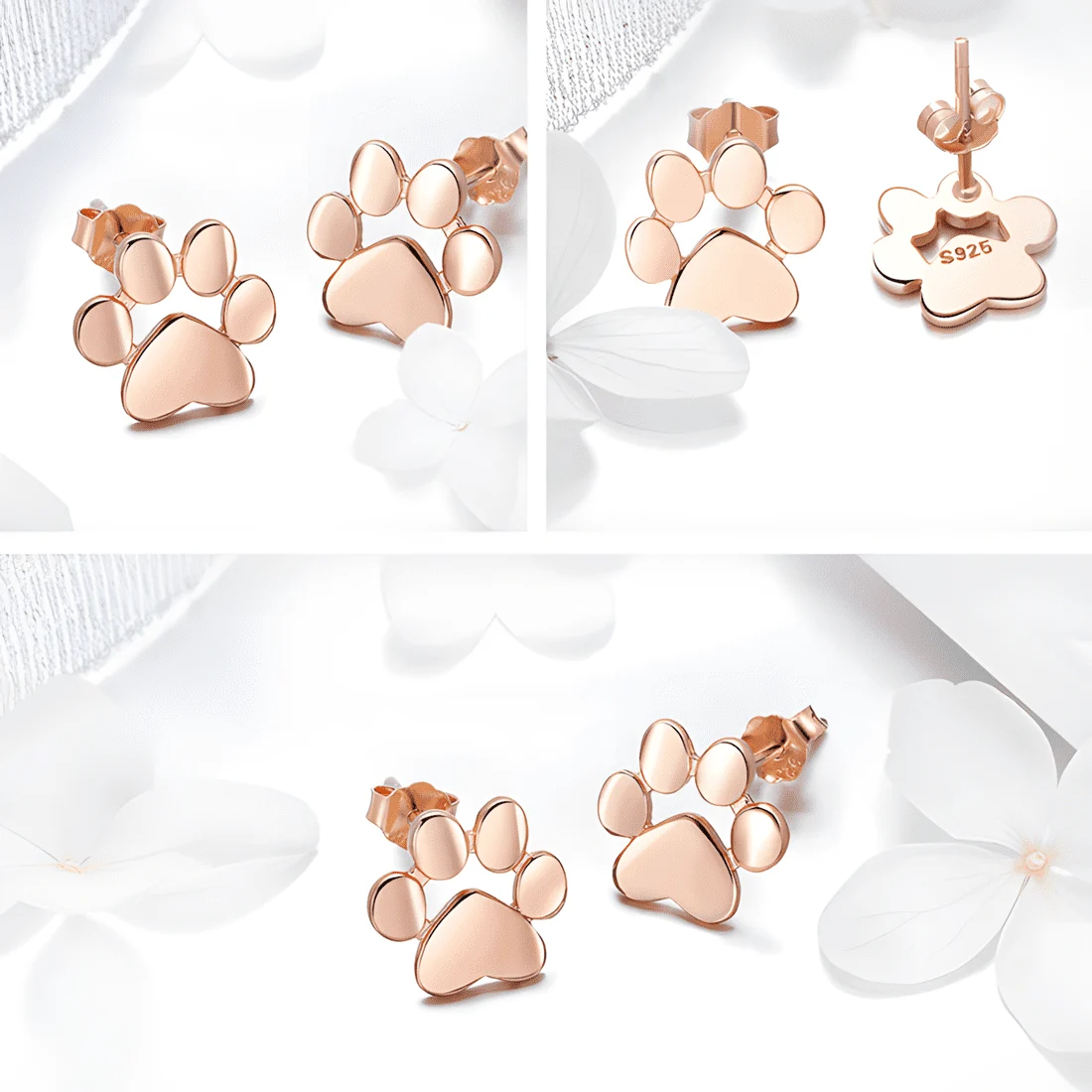 Pendientes de Botón Patas <myexti><span>Plata de Ley 925, chapada en oro rosa</span></myexti> - Imagen 3