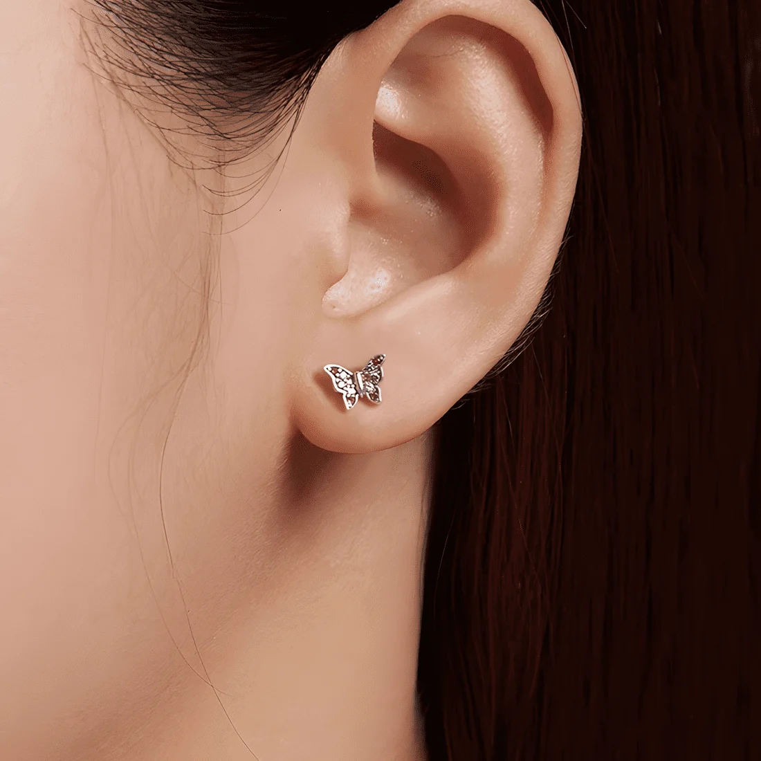 Pendientes de Mariposas <myexti><span>Plata de Ley 925, chapada en oro blanco, con circonitas de colores</span></myexti> - Imagen 2