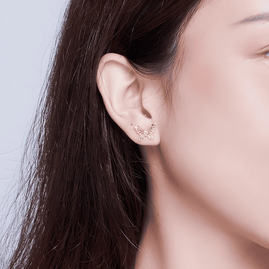 Pendientes de Botón Mariposas <myexti><span>Plata de Ley 925, chapada en oro rosa</span></myexti> - Imagen 2