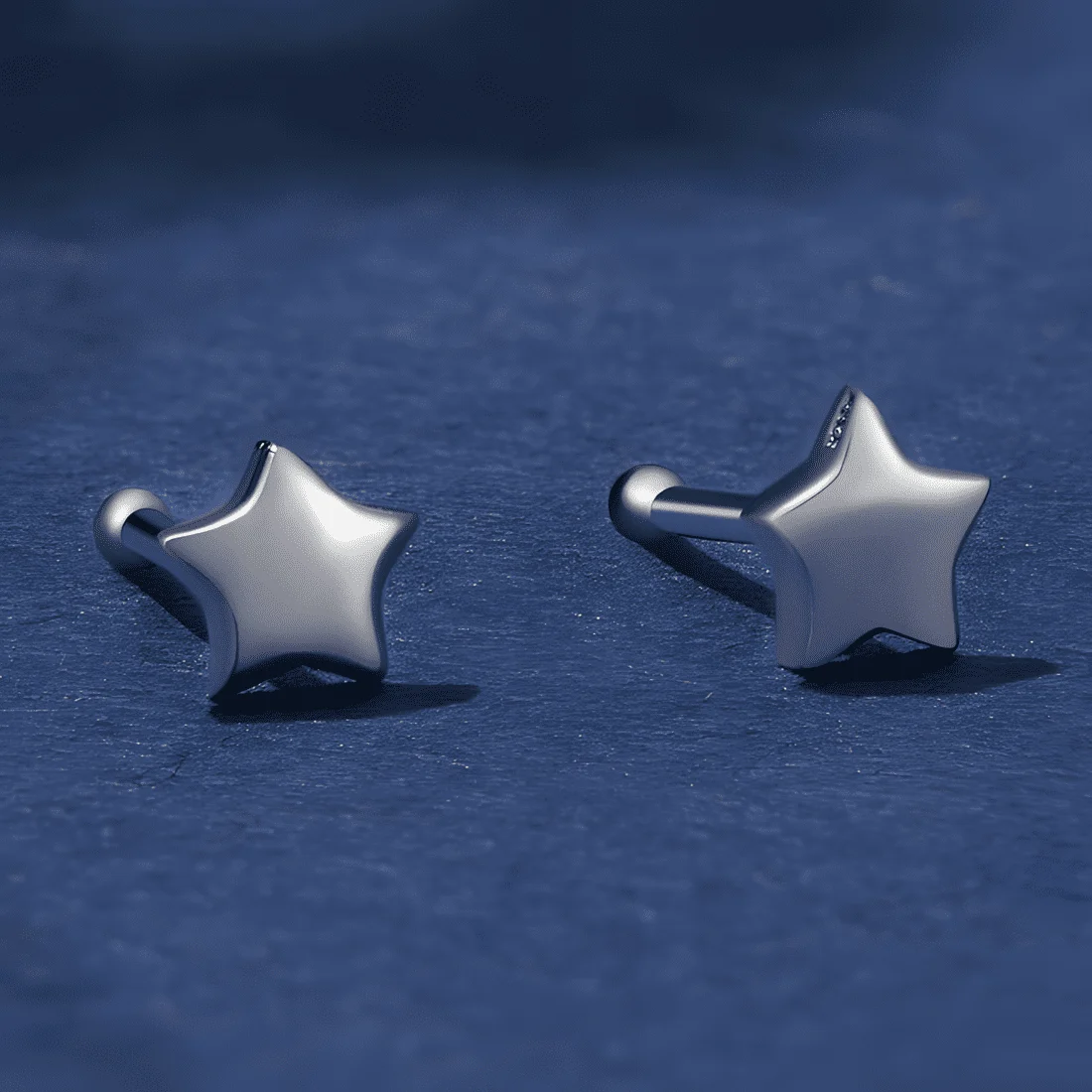 Pendientes de Botón Estrellas Pequeñas <myexti><span>Plata de Ley 925, chapada en oro blanco</span></myexti> - Imagen 3