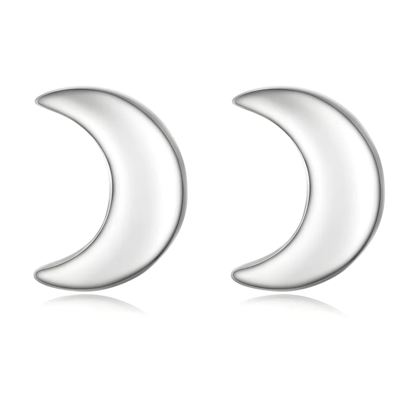 Pendientes de Botón Lunas Pequeñas <myexti><span>Plata de Ley 925, chapada en oro blanco</span></myexti>