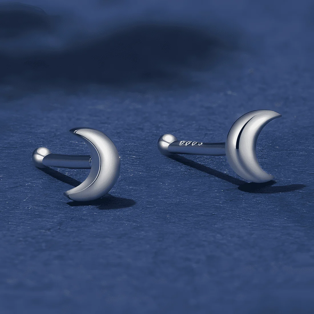 Pendientes de Botón Lunas Pequeñas <myexti><span>Plata de Ley 925, chapada en oro blanco</span></myexti> - Imagen 3