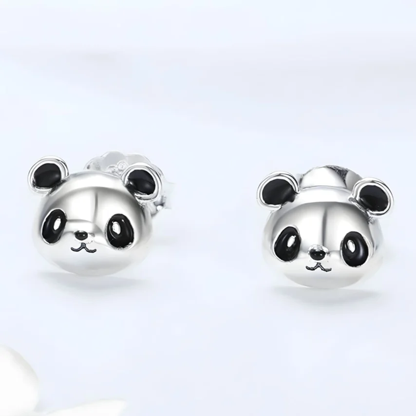 Pendientes de Botón Panda <myexti><span>Plata de Ley 925, chapada en oro blanco</span></myexti> - Imagen 4