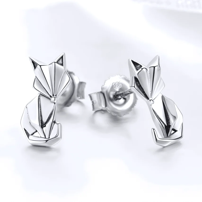 Pendientes de Botón Zorro <myexti><span>Plata de Ley 925, chapada en oro blanco</span></myexti> - Imagen 4