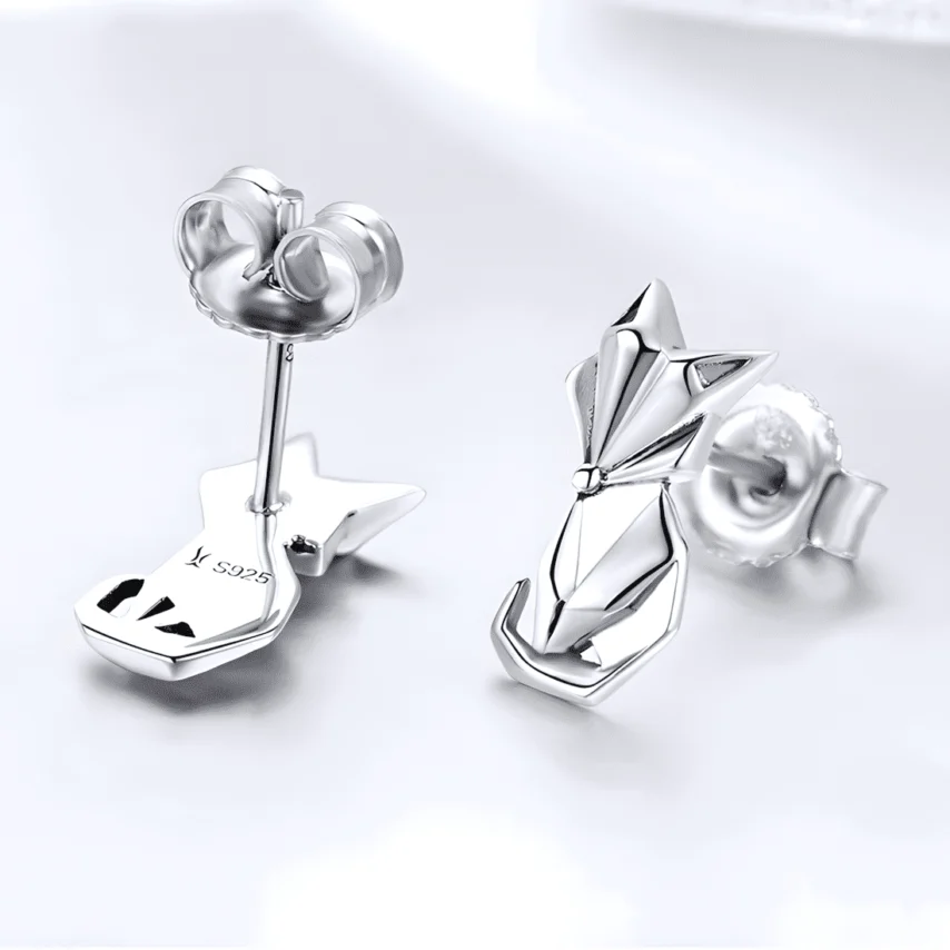 Pendientes de Botón Zorro <myexti><span>Plata de Ley 925, chapada en oro blanco</span></myexti> - Imagen 5