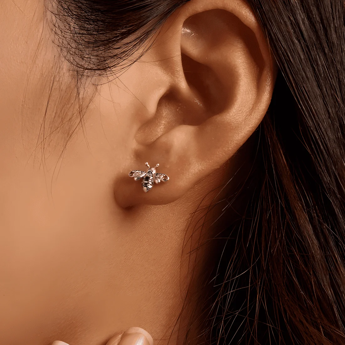 Pendientes de Abejas <myexti><span>Plata de Ley 925, chapada en oro blanco, con circonitas de colores</span></myexti> - Imagen 2