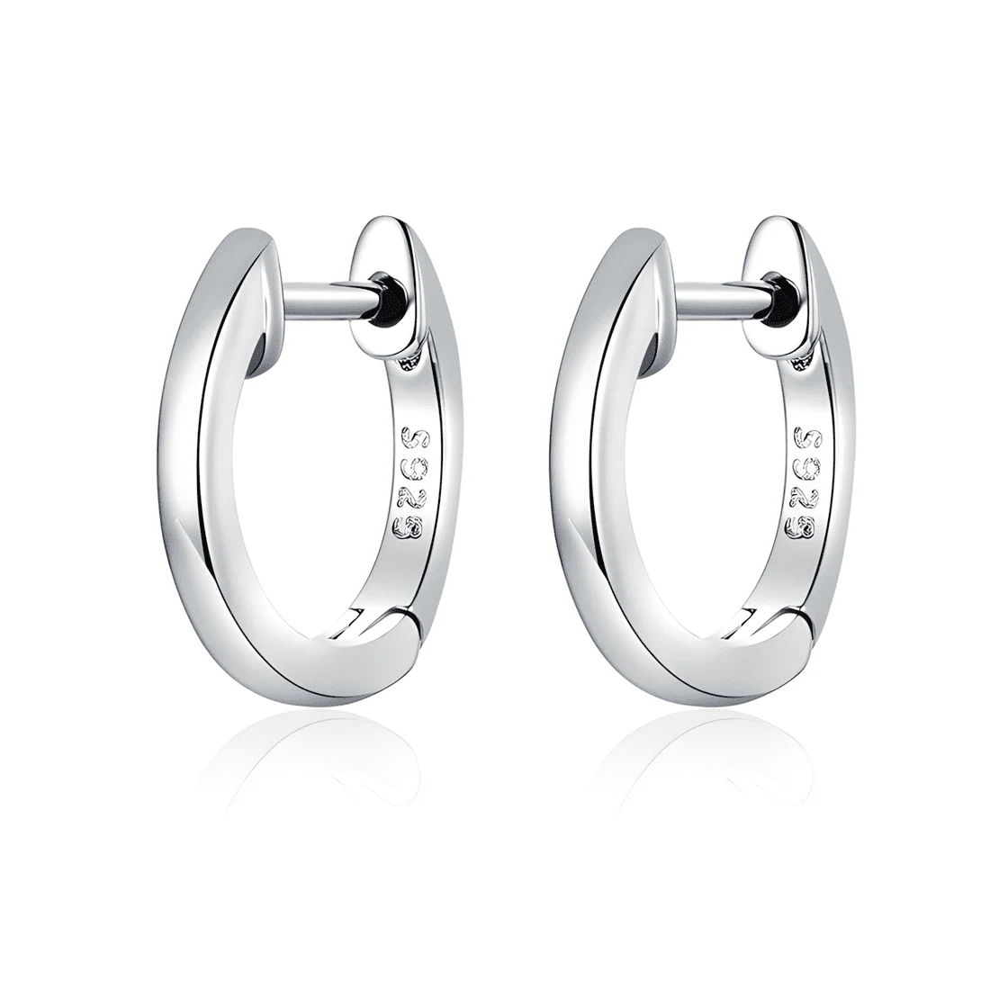 Pendientes de Aro Liso <myexti><span>Plata de Ley 925, chapada en oro blanco</span></myexti>