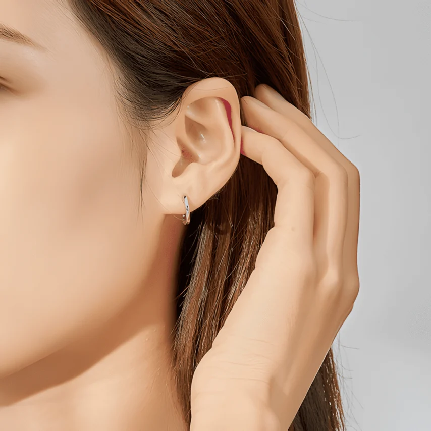 Pendientes de Aro Liso <myexti><span>Plata de Ley 925, chapada en oro blanco</span></myexti> - Imagen 2