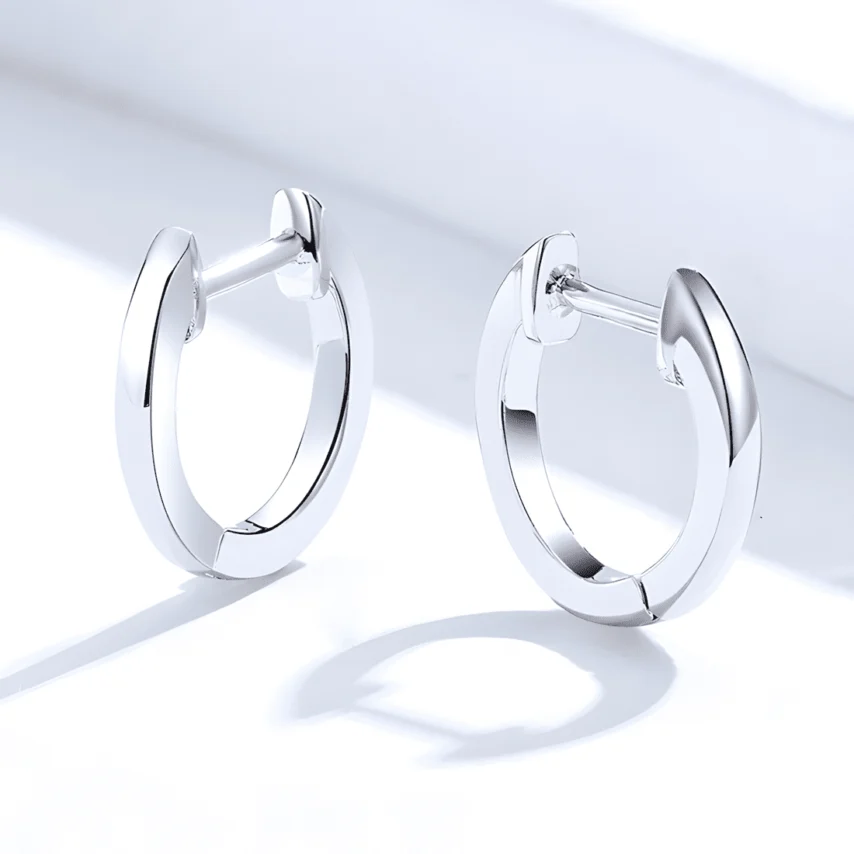 Pendientes de Aro Liso <myexti><span>Plata de Ley 925, chapada en oro blanco</span></myexti> - Imagen 3