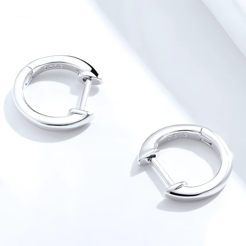 Pendientes de Aro Liso <myexti><span>Plata de Ley 925, chapada en oro blanco</span></myexti> - Imagen 4