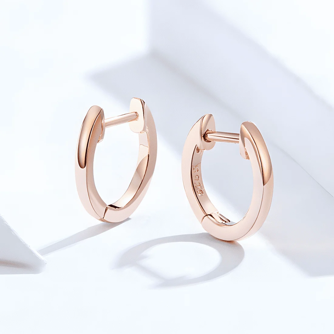 Pendientes de Aro Liso <myexti><span>Plata de Ley 925, chapada en oro rosa</span></myexti> - Imagen 3