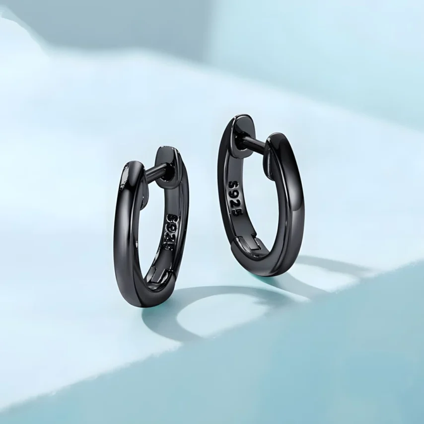 Pendientes de Aro Negro <myexti><span>Plata de Ley 925, chapada en negro</span></myexti> - Imagen 3