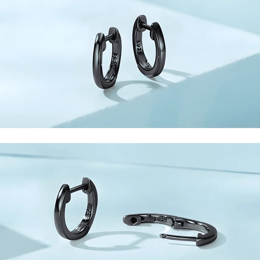 Pendientes de Aro Negro <myexti><span>Plata de Ley 925, chapada en negro</span></myexti> - Imagen 4