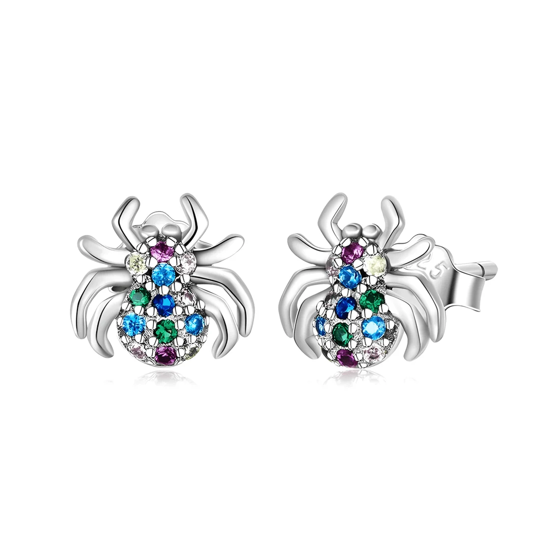 Pendientes de Arañas <myexti><span>Plata de Ley 925, chapada en oro blanco, con circonitas de colores</span></myexti>