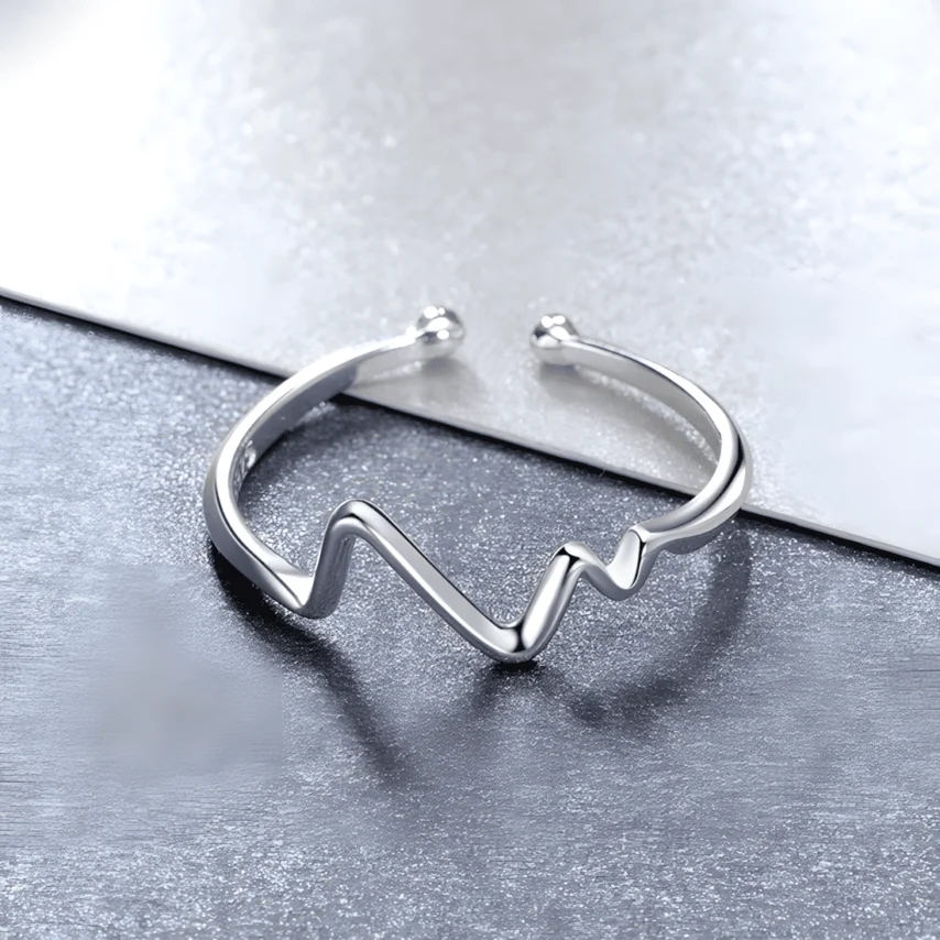 Anillo ECG <myexti><span>Plata de Ley 925, chapada en oro blanco - ajustable</span></myexti> - Imagen 3